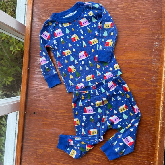 Hanna Andersson holiday long john pajama set Christmas house pajamas 2T toddler - Picture 1 of 5